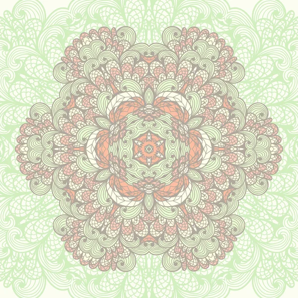 Handgezeichnete elegante grüne Grußkarte mit ethnischer Blume — Stockvektor