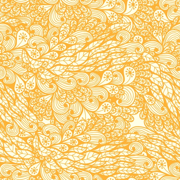 Patrón floral de garabato naranja monocromo vintage sin costuras — Archivo Imágenes Vectoriales