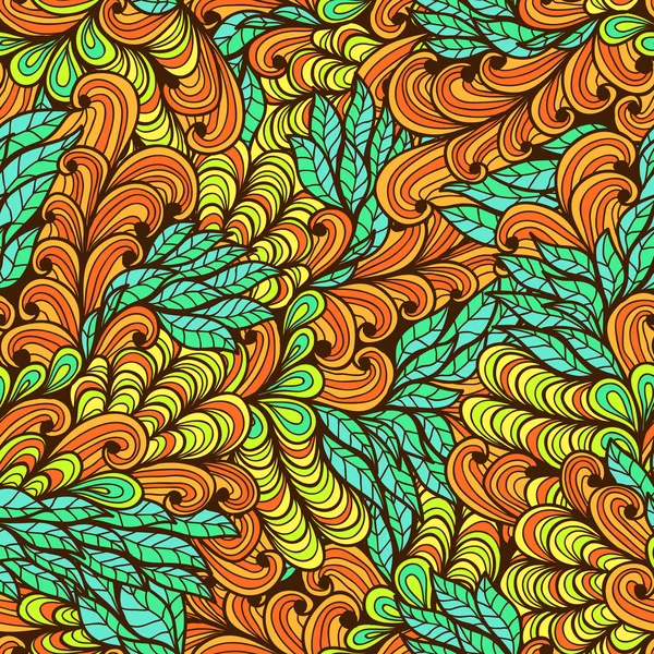 Бесшовные цветочные винтажные украшенные оранжевый и синий яркий летний узор — стоковый вектор