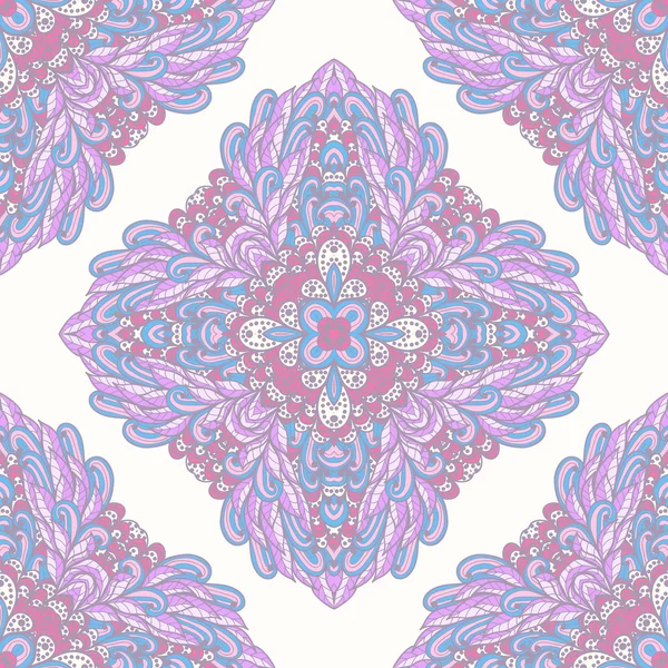 Patrón geométrico sin costuras con rectángulos ornamentales violeta y rosa dibujados a mano — Vector de stock