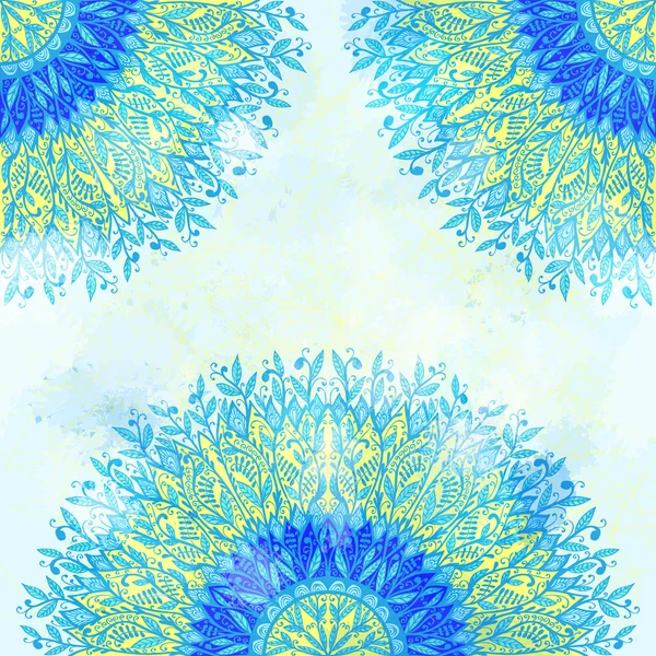 인종으로 밝은 블루 그런 지 인사말 카드 손으로 그린된 꽃 장식. eps10 — 스톡 벡터