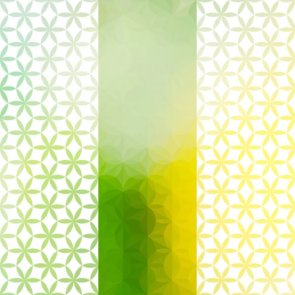Fondo minimalista vintage verde y amarillo con adorno floral geométrico. Eps10 — Vector de stock