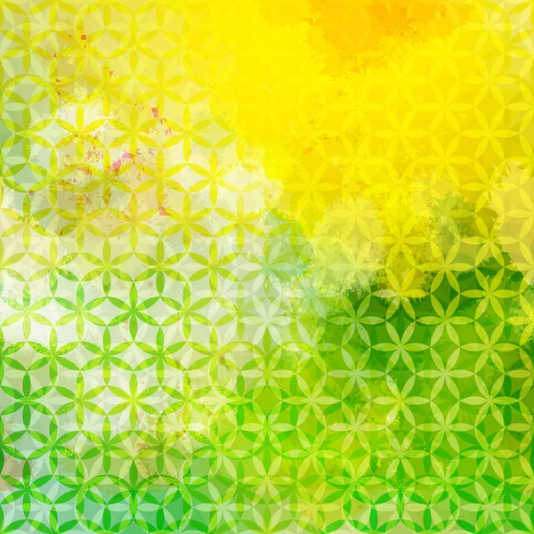 Fondo vintage verde y amarillo desenfocado con adorno geométrico triangular. Eps10 — Vector de stock