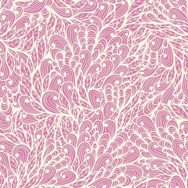 Seamless monochrome pink and white doodle floral pattern — Stock Vector