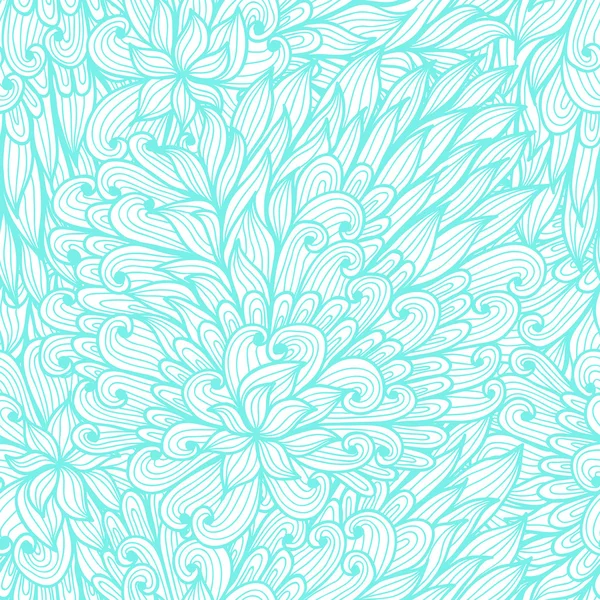 Seamless floral vintage blue doodle pattern — Stock Vector