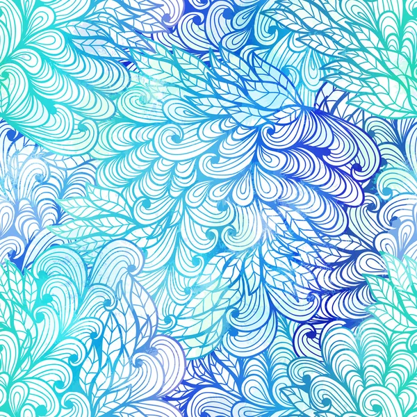 Naadloze floral grunge blauwe kleurovergang patroon — Stockvector