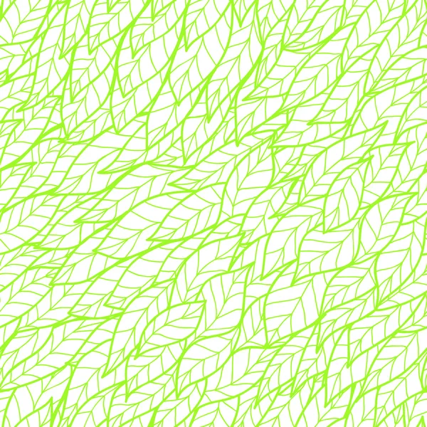 Dikişsiz çiçek yeşil tek renkli doodle desenle yapraklar — Stok Vektör