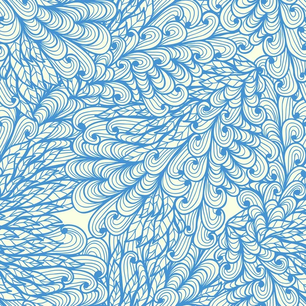 Seamless floral vintage blue doodle pattern — Stock Vector