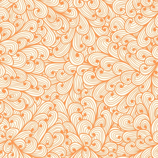 Modèle de doodle rose floral sans couture avec tourbillons — Image vectorielle