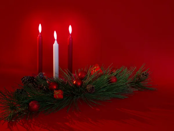 Three Candles Holiday Decoration — Stock Photo, Image