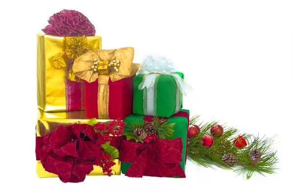 Five Holiday Gift Packages — Stock Photo, Image