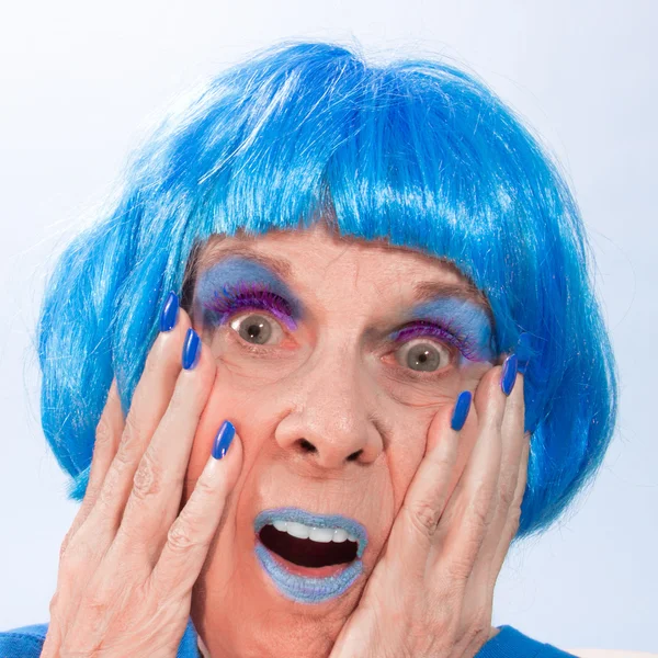 Förvånad blue lady — Stockfoto