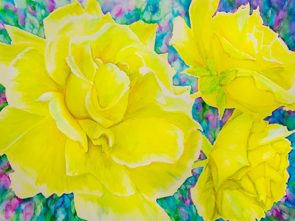 Tre rose gialle — Foto Stock