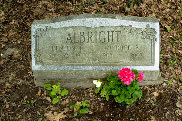 Gravestone with Geraniums