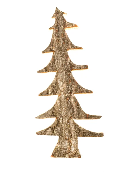 Christmas tree sawed-out of birch wood on white — Stock Photo, Image