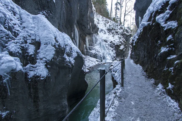 Partnachklamm gorge in Bavaria, Germany, in winter — Stock Photo, Image