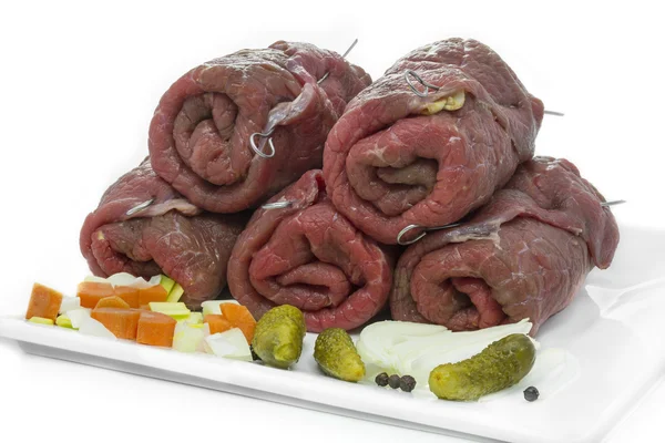 Rollos de carne alemana en un plato — Foto de Stock