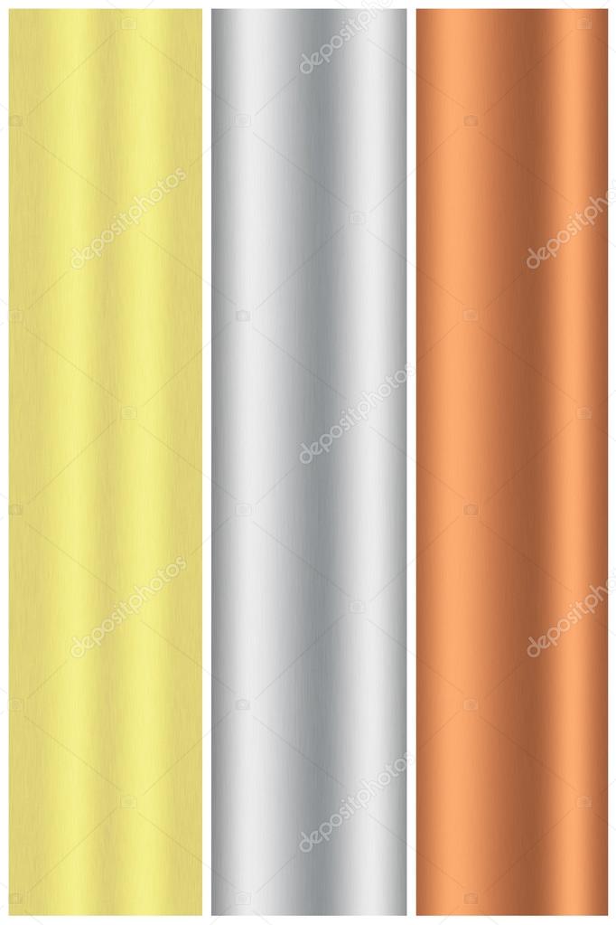 Three brushed metals as background