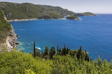 kıyı şeridi Paleokastritsa corfu Island, Yunanistan