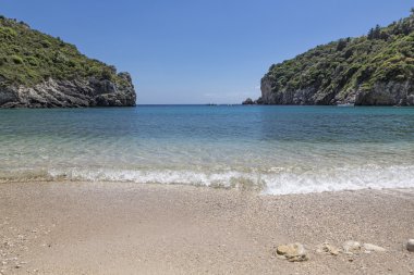 Agios spyridon sahil yakınında paleokastritsa, corfu, Yunanistan