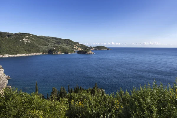 Costa de Paleokastritsa en la isla de Corfú, Grecia —  Fotos de Stock