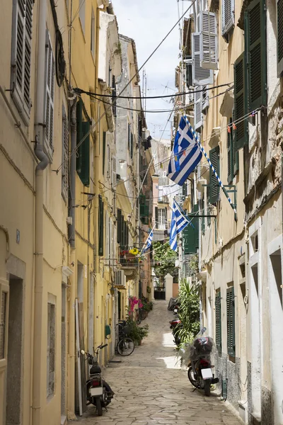 Alley in Corfu town of Corfu island, Greece — Stock Photo, Image