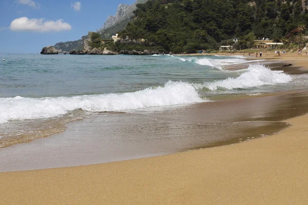 Pláže Glyfada na ostrově Korfu, Řecko — Stock fotografie