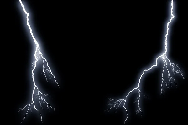 Flash lightning on black background — Stock Photo, Image