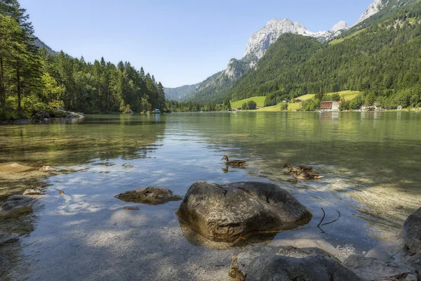 Górskie jezioro "hintersee" w Bawarii, Niemcy — Zdjęcie stockowe