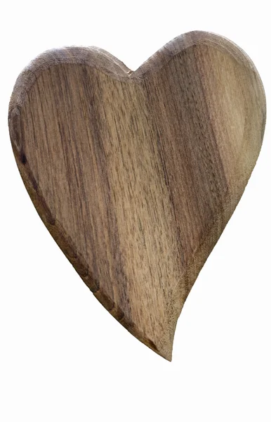 Hjärtat gjorda av trä på vit bakgrund — Stockfoto