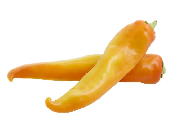Gula och orange paprika på vit bakgrund — Stockfoto