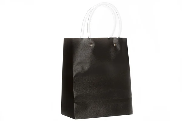 Shopping bag nero su sfondo bianco — Foto Stock