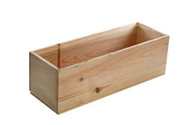 Beyaz arkaplanda izole edilmiş küçük tahta kutu