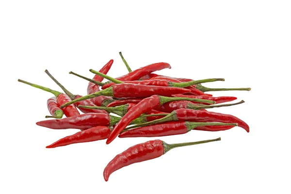 Grupo de chiles rojos aislados sobre fondo blanco —  Fotos de Stock