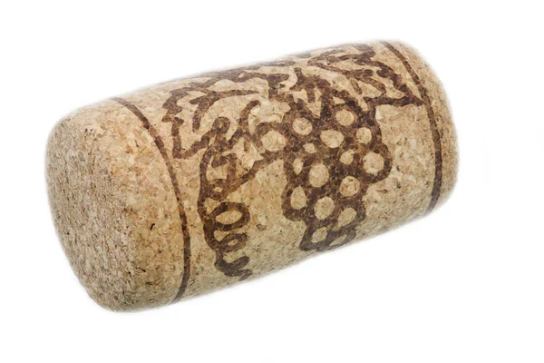 Single wine cork on white background — Stock Photo, Image