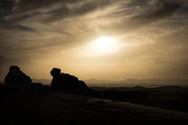 夕阳西下，摩洛哥沙漠 — 图库照片