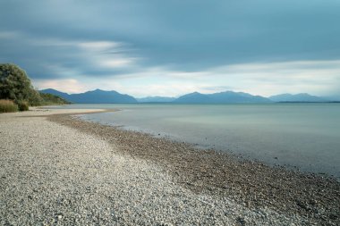 Beach at lake Chiemsee in Bavaria, Germany