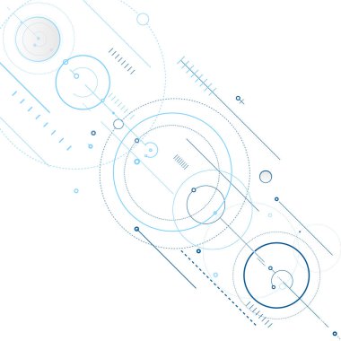 Çakışan daireler ve noktalarla soyut arka plan. Kaotik hareket.