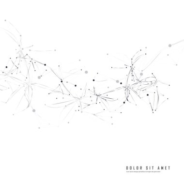 Soyut noktaları ve çizgileri birleştir. Vektör ağ tasarımı. Teknoloji tasarımı çizimi. Grafiksel soyut desen
