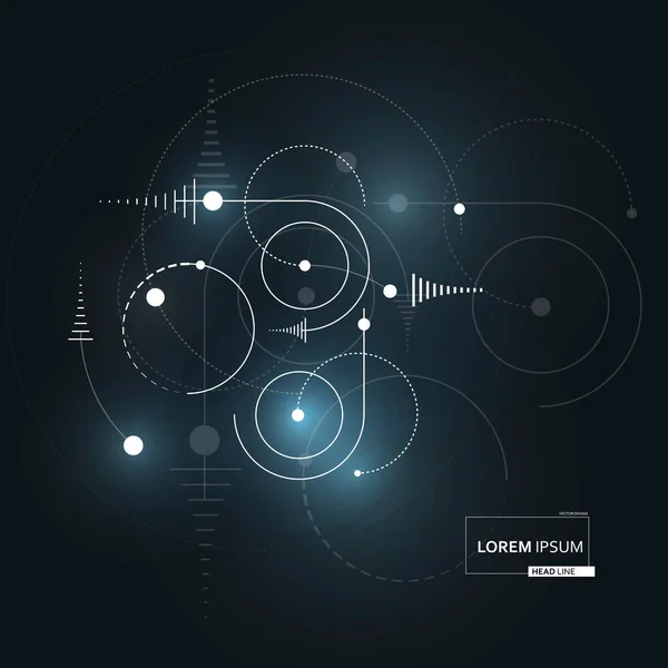 Fond vectoriel abstrait d'éléments géométriques cercles et lignes pointillées. Conception technologique avec lignes circulaires courbes — Image vectorielle