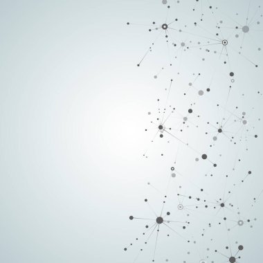 Soyut geometrik arkaplan. Vektör bilim konsepti. Noktaları ve çizgileri birleştir