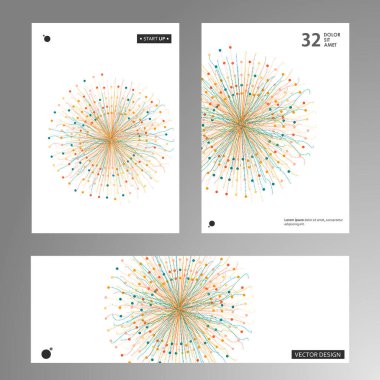 Çember arkaplan elemanı. Noktalar dairesel formda. Kapak şablonlarında vektör tasarımı
