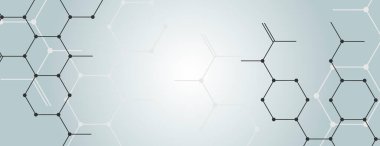 Altıgen moleküler yapısı olan soyut kimya. Vektör bağlantısı illüstrasyonu