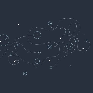 Çemberlerden ve noktalı çizgilerden oluşan soyut bir kalıp. Modern minimalist daire vektörü kavramı
