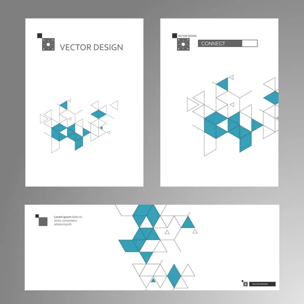Abstract pattern technology banner. Connecting lines and dots. Graphic molecule geometric science. Hexagon and triangles — Image vectorielle