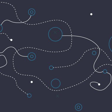 Çemberlerden ve noktalı çizgilerden oluşan soyut bir kalıp. Modern minimalist daire vektörü kavramı