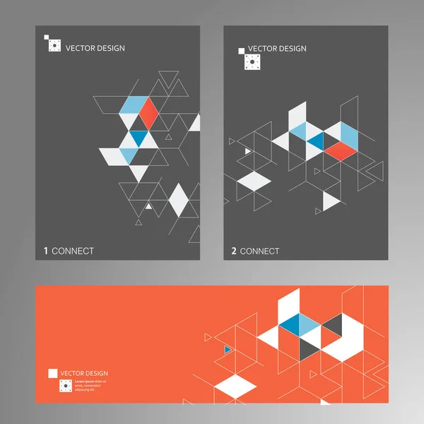 Abstrakt geometrisk sammansättning med dekorativa trianglar. Vektorns affärsdesign. Teknisk konst modern illustration — Stock vektor