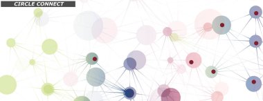 Noktaları ve çizgileri birleştiren vektör pankartı tasarımı. Soyut ağ illüstrasyonu. Geometrik bağlantılı arkaplan.