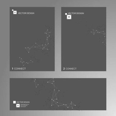 Sunum sayfası tasarımının vektör düzeni. Noktaları ve çizgileri birleştir. Sunum, broşür ve rapor için şablon. Model tıbbi arkaplan.
