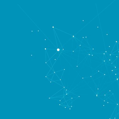 Mavi arkaplanda vektör soyut moleküler yapısı. Kapak tasarımı. Vektör teknolojisi çizimi.